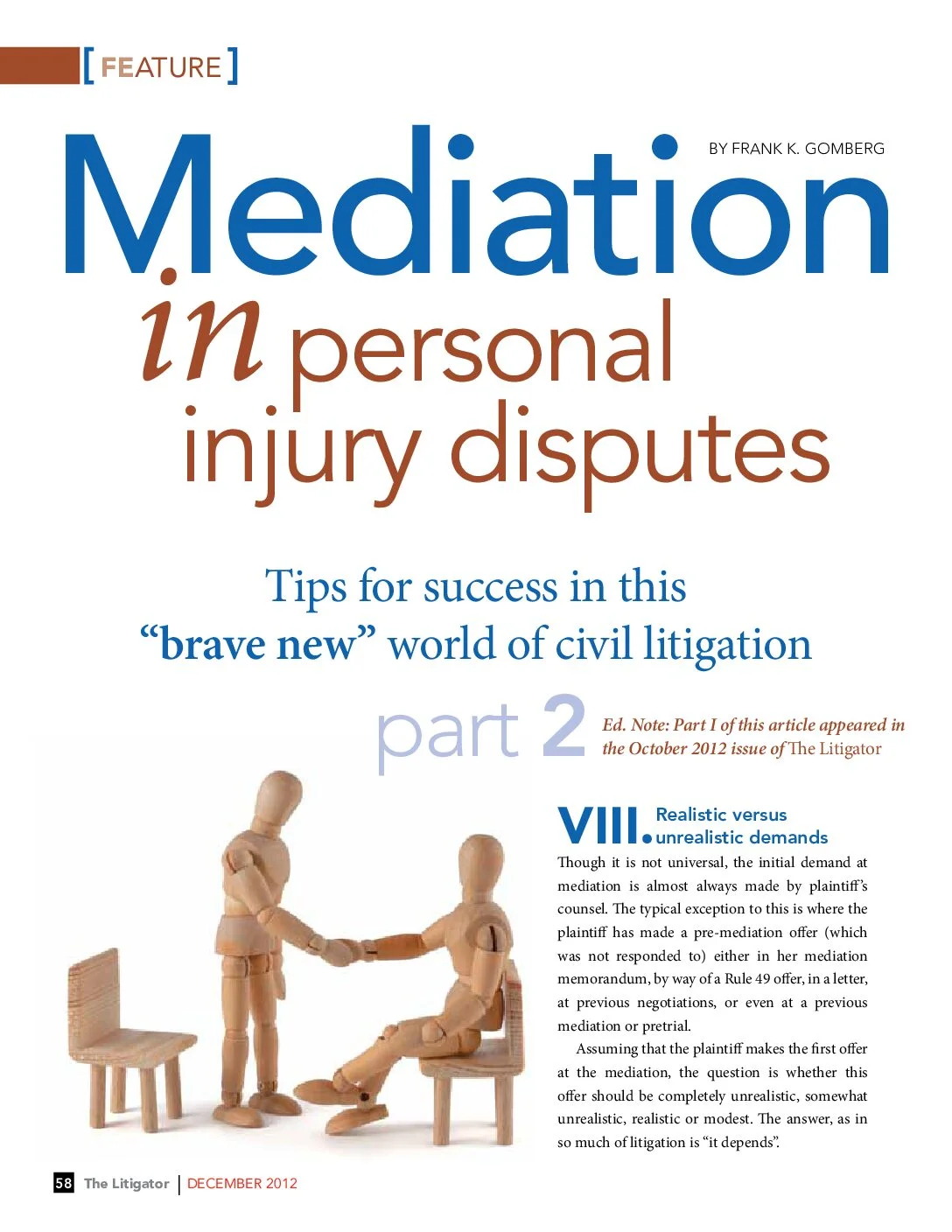Mediation in personal injury disputes